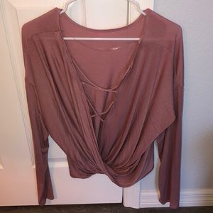 Low plunge long sleeve shirt